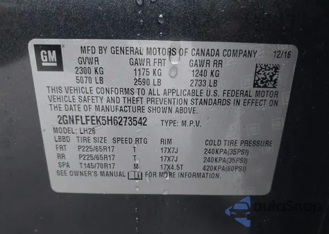 2017 Chevrolet Equinox Lt from USA, damaged, VIN 2GNFLFEK5H6273542